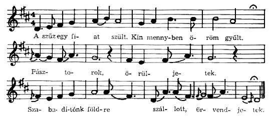 Óh elfordult itten, törvénynek tartása, Betlehembe nincsen, Isten imádása. Nem adatik itten szegénynek szállása. Király: (hangját leengedve) Szerelmes barátom, szállást nem adhatok.