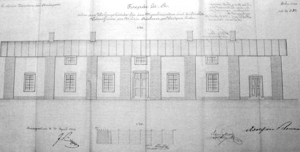 41. ábra. A helyszínrajzon II-es számmal jelölt legénységi épület 54 A Tábori sütöde megalakulásától az Élelmezési Raktár állományába tartozott, és 1925-1927-ig működött.