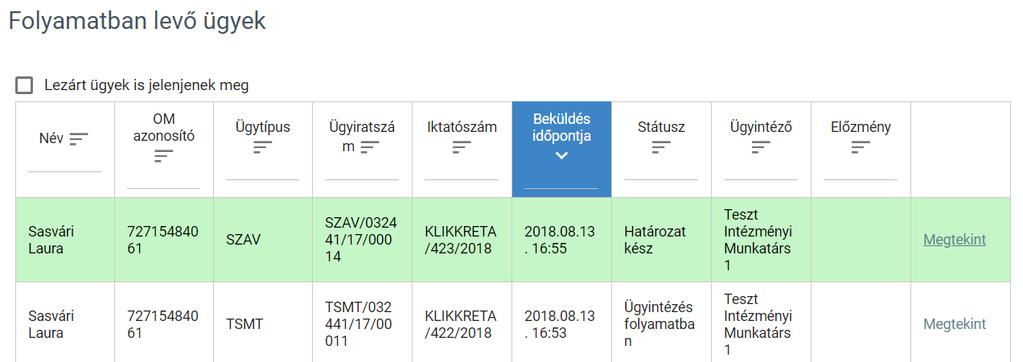 A több oldalas lista oldalai között a lista alján lévő navigációs gombokkal navigálhatunk. 4.