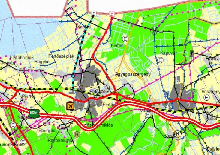 20 Az övezet a település területének nagy részét, annak északi és déli területét fedi. A tervezett gyorsforgalmi út területét nem érinti, annak 2-300 m-es környezetében található.