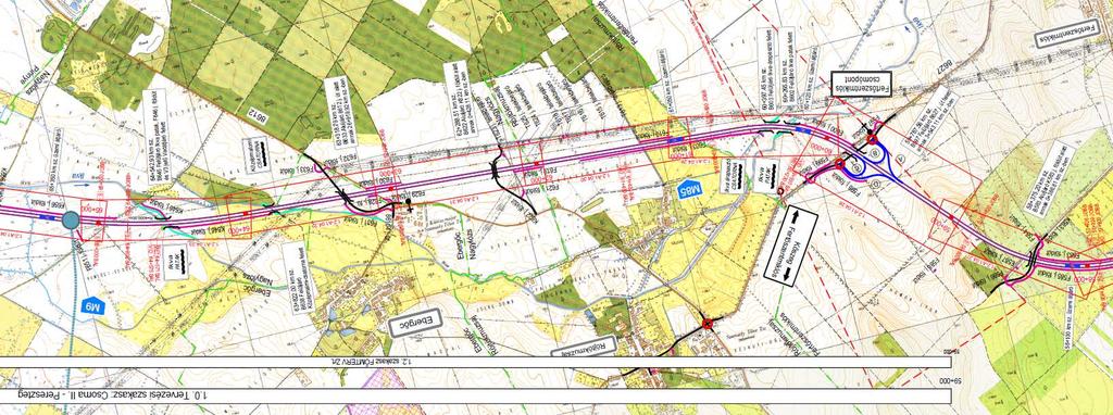 13 A tervezett nyomvonal jellemzői A tervezett M85 jelű gyorsforgalmi út Röjtökmuzsaj közigazgatási területét északon,