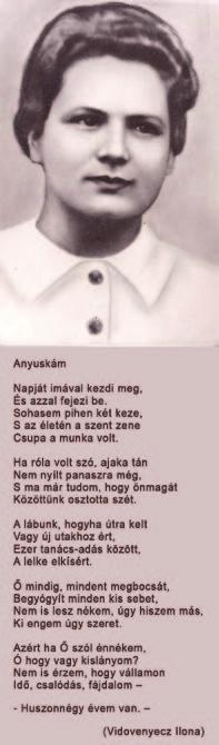 Érzed rád Isten letekint, S álmod szép tiszta lesz megint. Dr. Gutiné Dr. Krajcsovics Márta gyógyszerésznő édesanyja Álmatlan éj c.