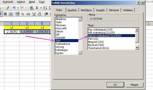 Ha a fenti adatokkal elindítjuk a célértékkeresést, akkor 1,69425492311333 értékkel áll le a gép. Ha 0-val indítjuk, akkor 0,428569468861206 értéket ad.