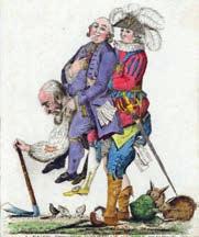 Mi lett a képen látható személy sorsa a felkelés után? Mikor és hol készült ez a gúnyos karikatúra? Kiket ábrázol a rajz? Kiket jelképeznek ezek a figurák?