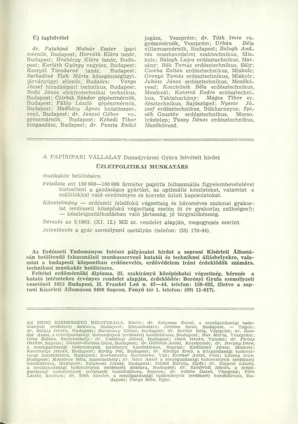 Üj tagfelvétel dr.