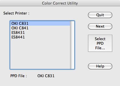 Színbeállítás a Color Correct Utility segédprogrammal 2 2. A szín beállítása Mac OS X operációs rendszer 1 Indítsa el a Color Correct Utility segédprogramot.
