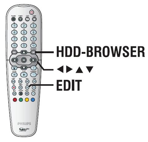 Felvételek szerkesztése - merevlemez Videoszerkesztés A készülék a felvételek elkészítését követően alkalmas a képi anyagok szerkesztésére.