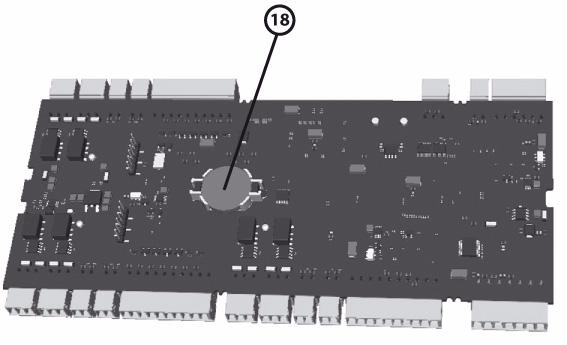 16 hu Bevezetés AMC2 DCUA Ábra 3.4 Alkatrészek az alsó oldalon 18. Lítium akkumulátor a statikus RAM és real time clock (RTC) pufferelésére.