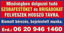 www. dpmsz. hu 7 BUDAÖRSI kerté szeti raktárba áru-összekészítőket keresek. +36 20 352 2456 KŐMŰVEST keresek kisebb átalakítási munkákhoz, lehet nyugdíjas is.