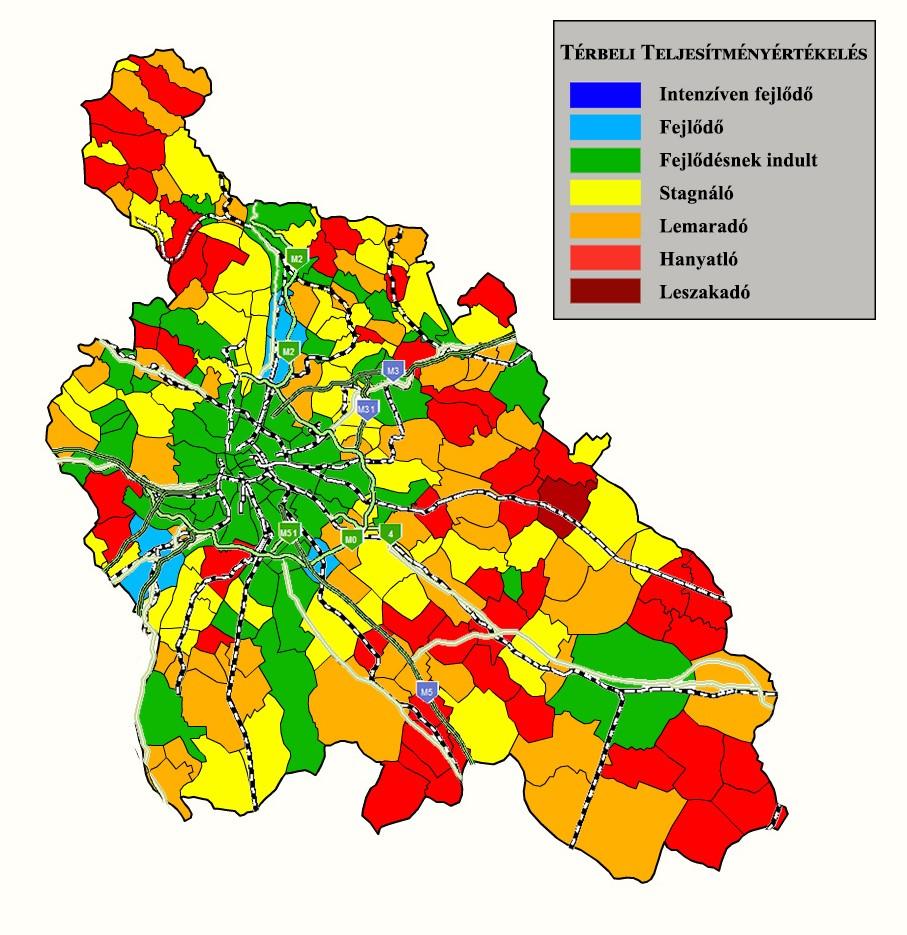 4. ábra: Az infrastruktúra dimenzió Térbeli Teljesítményértékelése Forrás: Saját kutatás alapján, saját szerkesztés a Online Geomarket GIS segítségével, adatok: TEIR, 2016.