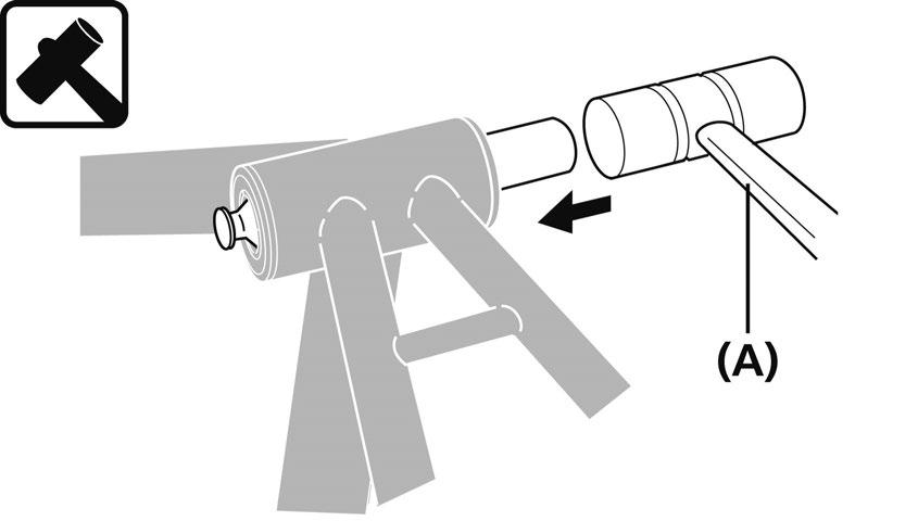 Helyezzük a kiszerelő szerszámot a középcsapágyba. (A) Műanyag kalapács (A) TL-BB13 4.
