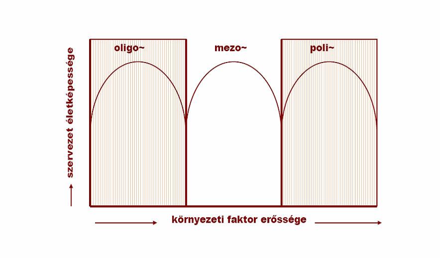 A toleranciagörbe Tűrőképesség: egyes fajok, fajpopulációk jellemző, örökletesen meghatározott, adott szélsőértékek között értelmezhető, az enteriőrkomplexum részét alkotó tulajdonsága.