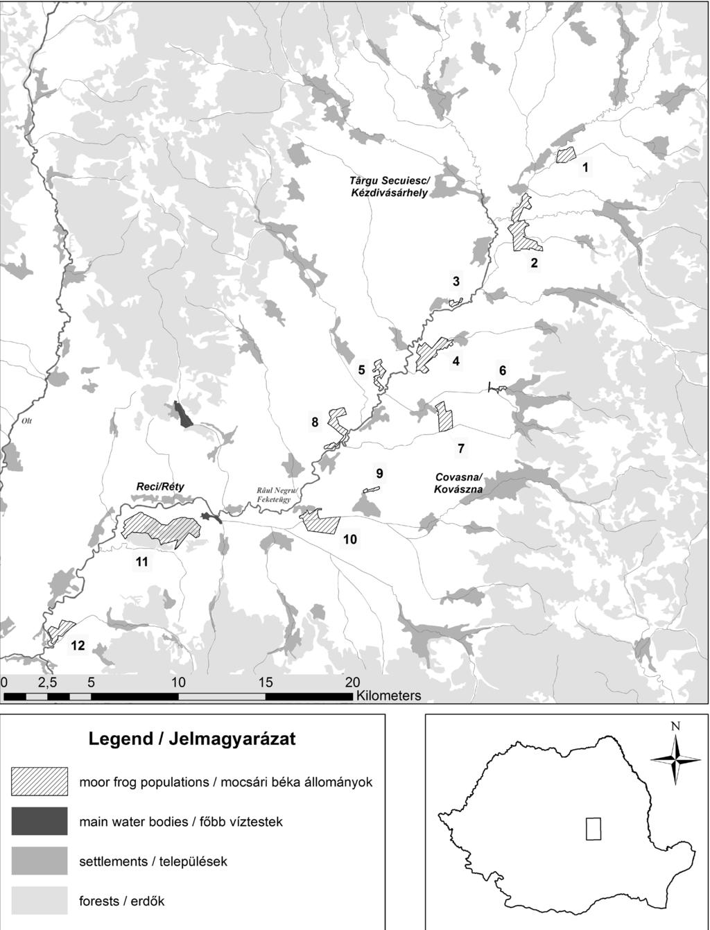 Distribution and population size of the moor frog (Rana arvalis) in the Râul Negru/Feketeügy River Basin Figure 1.