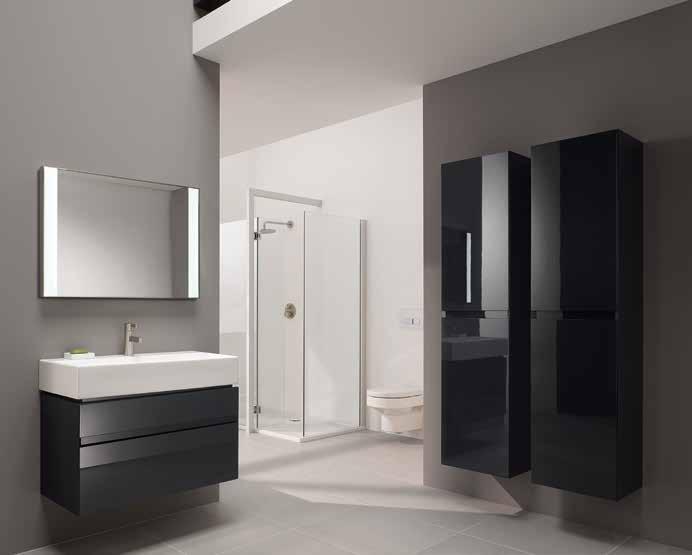 modern, szögletes design A kerámiával felszerelt fürdőszobák kiegyensúlyozottak, a hangsúlyos szögletes formának köszönhetően a belső tér modern megjelenésű.