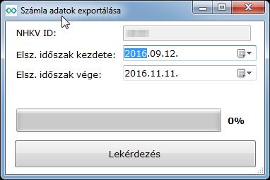 7 SZÁMLA ADATOK EXPORTÁLÁSA A kezdő képernyőn található a Számla adatok exportálása menüpont.