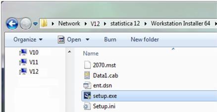Keresse meg a szerver telepítés során megosztott STATISTICA telep1ítési könyvtárat (lásd a fenti 16. pontot). Kattintson duplán a Setup.