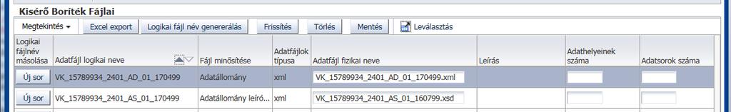 Adathelyeinek száma mező: nem kötelező a kitöltése, tájékoztató jellegű adat, a feltöltött állomány oszlopainak számát jelöli.