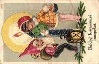 / N ew Year, pigs with girl