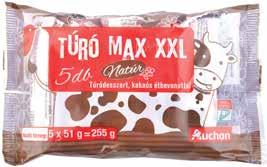 AUCHAN TÚRÓ MAX XXL JUMBO TOJÁS méret: L-XL, 10 db 5x51 g, 1 565 Ft/kg 539 Ft -170