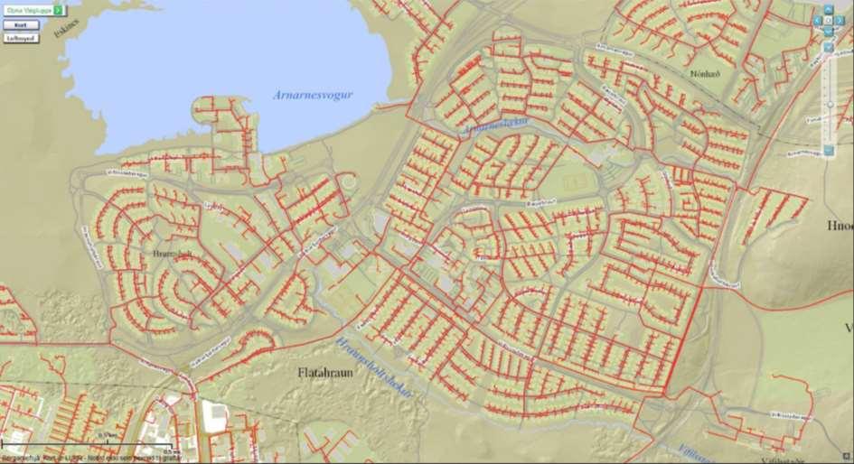 Izlandon a távfűtő hálózatok közmű rendszerek elektronikus adattárban rögzítve,mindenki részére hozzáférhető módon,térképen ill