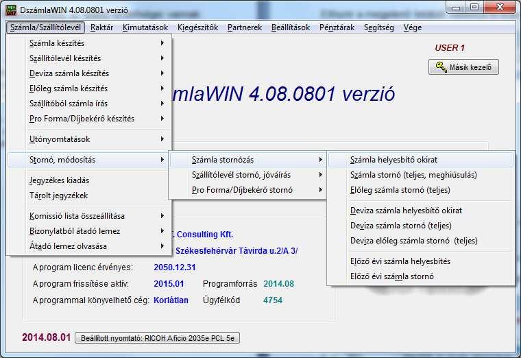 A program az első kiválasztott szállító címadatait veszi át, de ezeket természetesen módosíthatja.