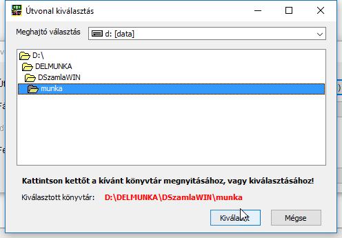 A funkció indításakor a tábla útvonalát és a fájl nevét is megadhatja a megnyíló ablakban: Amennyiben egy útvonalról már töltött be adatot, azt megjegyzi a rendszer és