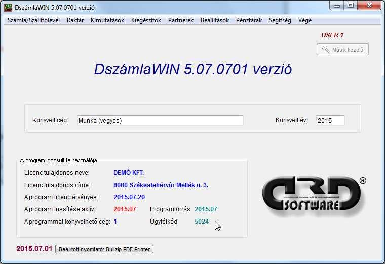 Amennyiben a kód megfelelő, a program üzenettel nyugtázza az élesítés megtörténtét, majd az előzőhöz hasonló képet kell, hogy lásson. Ezután ki kell lépni a programból.