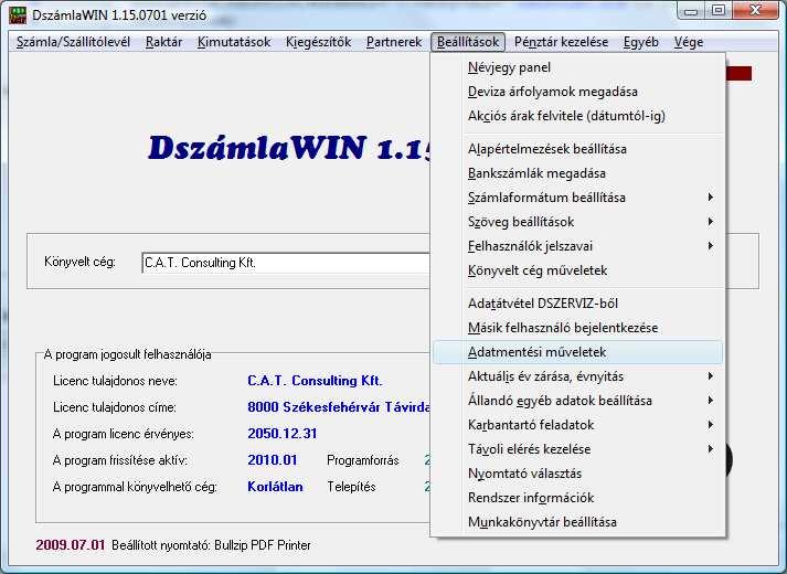 9.3 Az adatok mentése és visszatöltése Mivel bármikor előfordulhat egy számítógépnél a hardver meghibásodása, illetve egy vírusfertőzés, célszerű az adatokat rendszeres időközönként elmenteni.