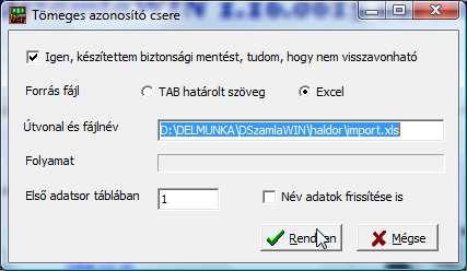 3.10.5 Tömeges azonosító csere XLS-ből Amennyiben több azonosítót kell cserélnie, annak egyenkénti módosítása rendkívül időigényes.