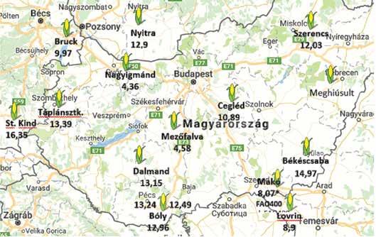 Kukorica Barométer A Top20 kísérletek elhelyezkedése (Magyaország, Ausztria) Kísérlet beállítási és érékelési szempontok A kísérletbe vont hibridek sorát részben a Top20 Bizottság döntése, részben a