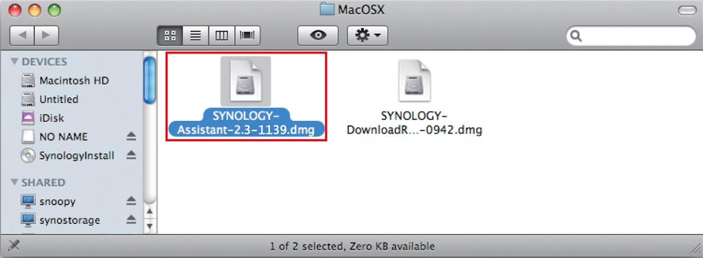 app lehetőségre. 4 A Synology Assistant alkalmazás aktiválása után a telepítés befejezéséhez kövesse a Telepítés Windows-ból fejezet 2-4. lépését.