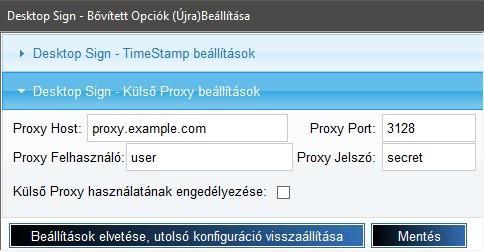 A proxy szerver beállításai a Tovább gombra kattintva érhetők el, az időbélyeg-szolgáltatás adatainak megadásától függetlenül.