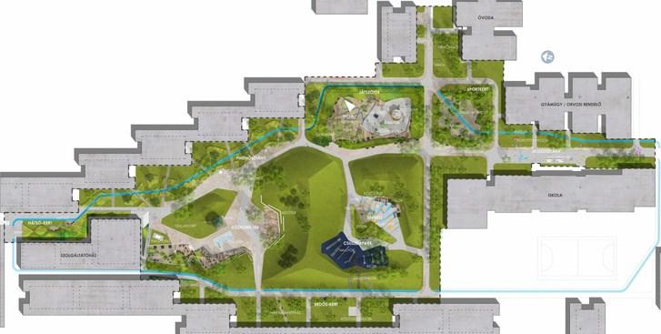 26. ábra A Holdudvar park tervezett átalakítása [obvf.hu] Esztergomi út átépítése Budapest Főváros XIII. Kerületi Önkormányzat és az OTP Ingatlan Zrt.