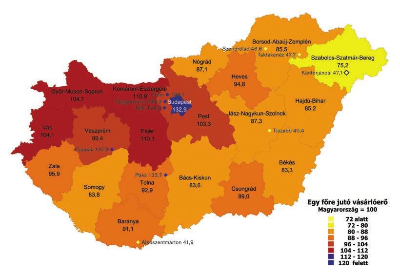 Komárom-Esztergom belehúzott Idén újra feltérképezte Magyarország vásárlóerejét a GfK Hungária piackutató cég. A vizsgálat szerint Budapest előnye a vidékkel szemben lassan bár, de egyre csökken.