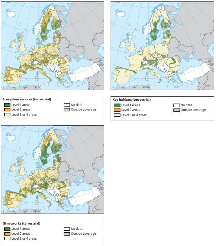15. ábra Az ökoszisztéma-szolgáltatások, a kulcs élőhelyek és a zöldinfrastruktúra hálózat térképei Európai Zöldöv kezdeményezés (The European Green Belt Initiative) Az Európai Zöldöv kezdeményezés