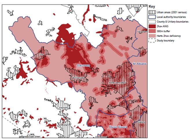 Accessible Natural Greenspace Standard (ANGSt) min. 2 ha 300 m-en belül (5 perc séta) min. 20 ha 2 km-en belül min. 100 ha 5 km-en belül min. 500 ha 10 km-en belül minimum 1 ha/1000 fő zöldterület 18.