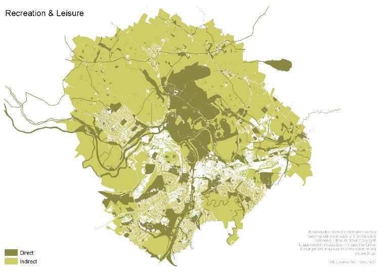 23. ábra A ZI rekreációs nyereség térkép A tanulmány végén, az esettanulmányok ismertetése keretében mutatja be a CLERE modellt, amely a Community, Landscape, Ecosystem, Recreation, Economy szavak