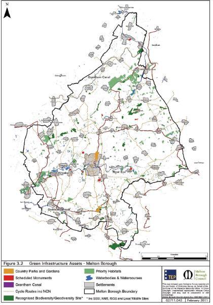 Green Infrastructure Strategy for Melton Borough A zöldinfrastruktúra-hálózat felmérésével és fejlesztésével kapcsolatos hazai és nemzetközi Melton Borough egy 481 km 2 nagyságú település.