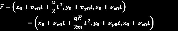 Töltött részecske mozgása homogén elektrosztatikus térben* A q töltésű és m tömegű részecskére felhasználva Newton 2.