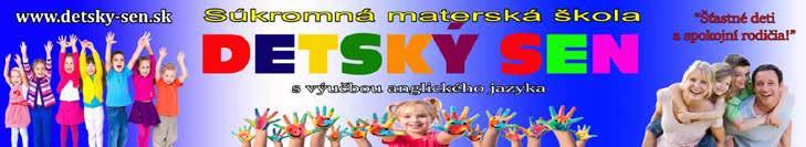 sk e-mail: info@detsky-sen.sk Adresa: Súkromná materská škola Detský sen, Fándlyho 21, Senec ZÁPIS do SMŠ na školský rok 2018-2019 sa koná v dňoch od 16.5.- 17.5.2018 v čase od 15,00-17,30 hod. v SMŠ.