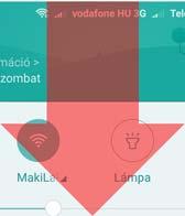 2. Az értesítési panel különböző gyorsbeállítási ikonokat tartalmaz: Adatforgalom, WiFi hálózat, Lámpa, Néma üzemmód, Képernyőkímélő, Bluetooth,