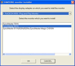 Modell Monitorillesztő program telepítése Ha az operációs rendszer kéri a monitor drivert, tegye be a CD olvasóba a monitorhoz mellékelt CD-t.