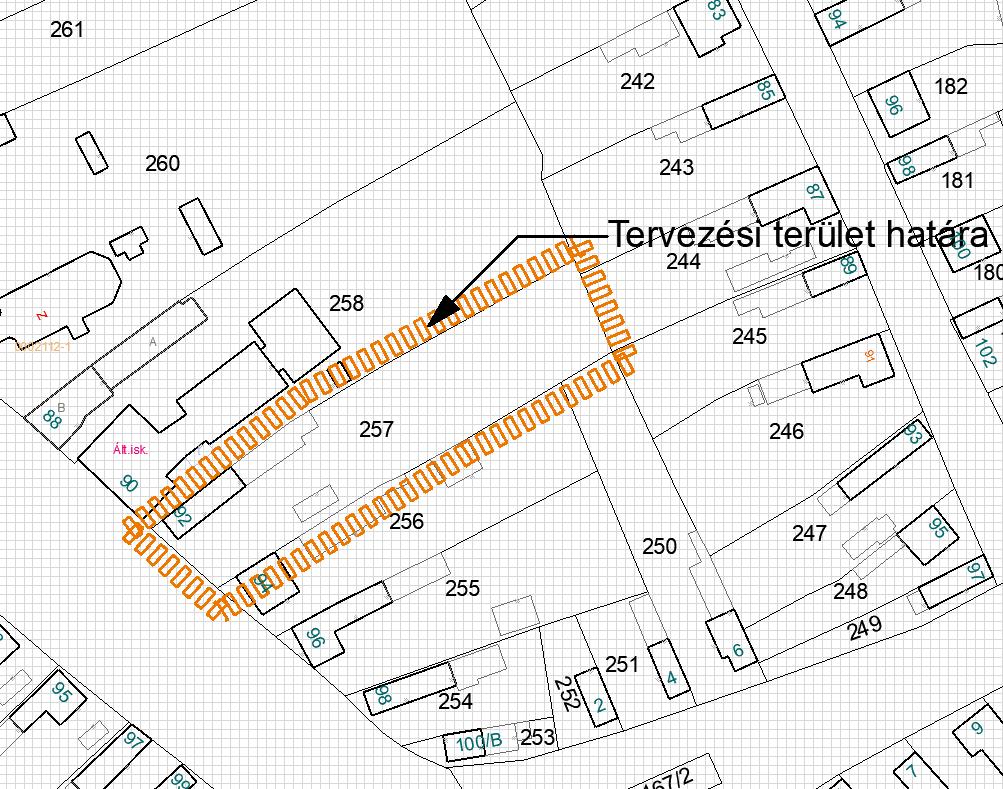 Beépítettség vizsgálat A tervezési területen található 257 hrsz-ú telek jelenleg is óvodaként beépített, a szomszédos 258 hrsz-ú ingatlanon az általános iskola található.