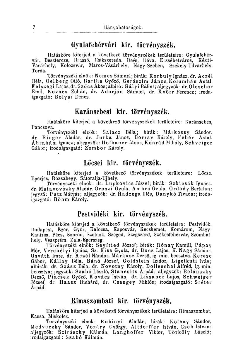 30 Bányahatóságok. Gyulafehérvári kir. törvényszék.
