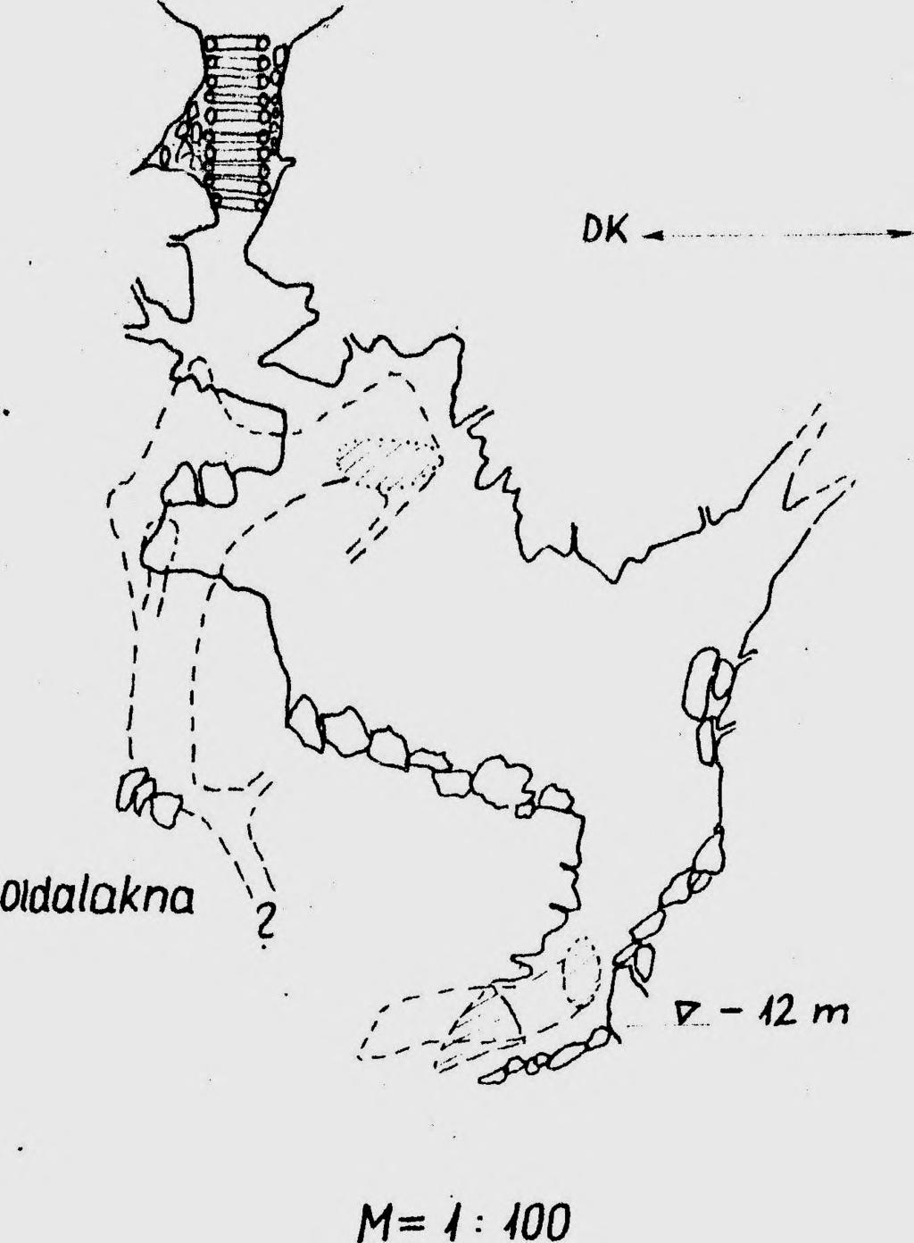 A z 1-63- 0$, Löszbabák-barlangjának hosszmetszete Bejárat