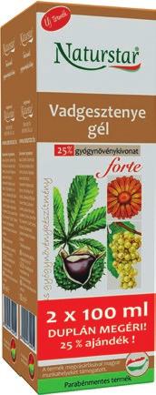 12,54 Ft/g 836 Ft 752 Ft NATURSTAR VADGESZTENYE GÉL 2X100 ML Kiválóan alkalmazható a fáradt, feszülő, nehéz