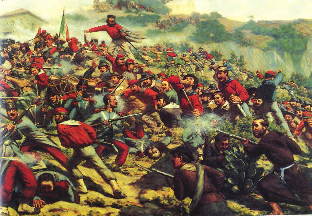 A nemzetállamok kora és a gazdasági élet új jelenségei 9 Garibaldi gyôzelemre vezeti vörösingeseit Kövesd nyomon Garibaldi útját a történelmi atlaszban! Hol voltak a jelentôsebb ütközetek?