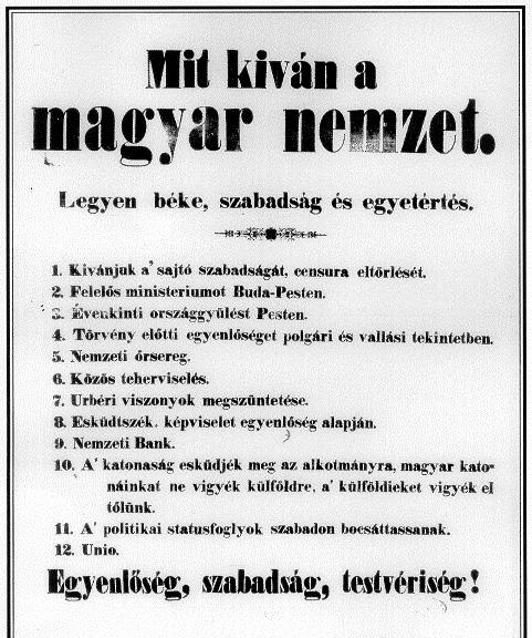 Az újkori magyar történelem Érettségi feladatok gyűjteménye 8 12. A feladat a reformkorhoz és az 1848-as márciusi forradalomhoz kapcsolódik.