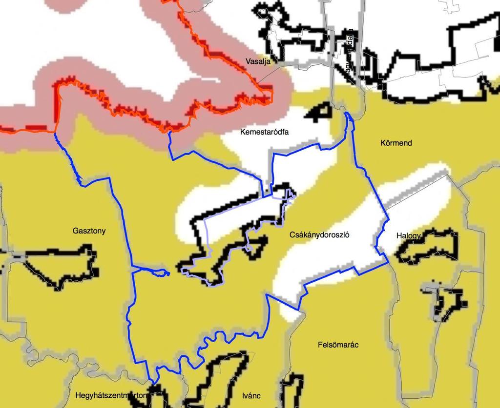 6. ábra - Csákánydoroszló az OTrT Tájképvédelmi szempontból kiemelten kezelendő terület övezetében Forrás és jelkulcs: OTrT Az OTrT tájképvédelmi szempontból kiemelten kezelendőnek tekinti szinte a