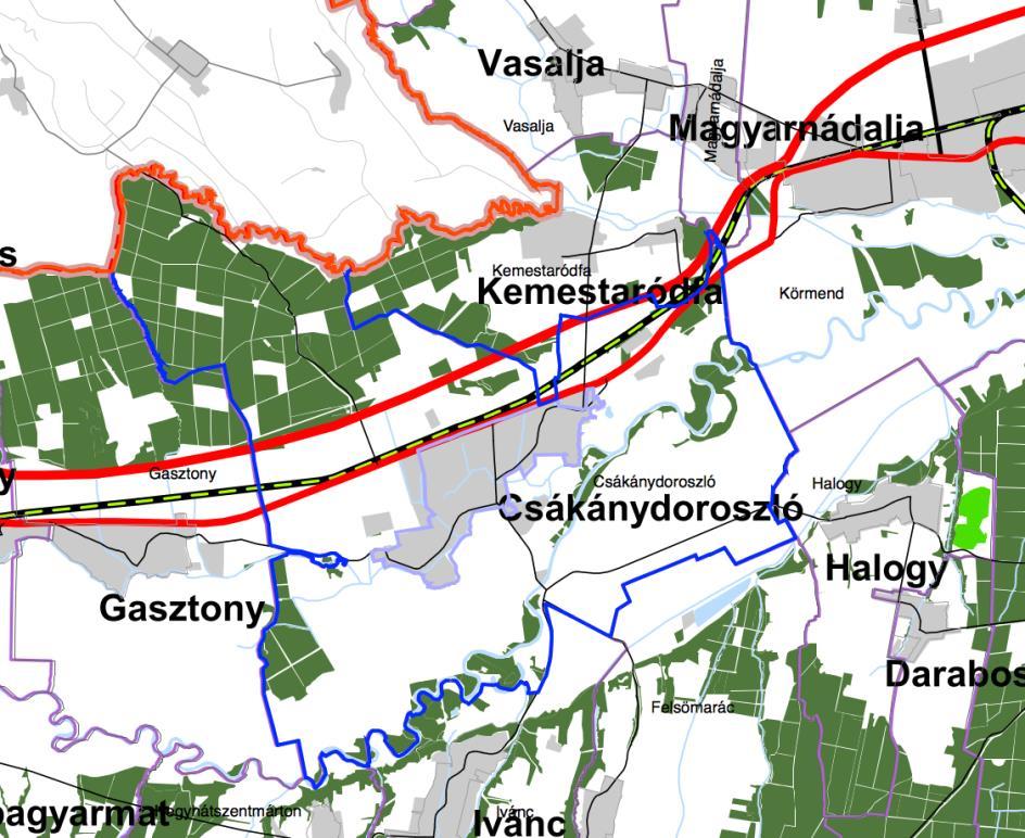 11. ábra - Csákánydoroszló a VMTrT Kiváló termőhelyi adottságú erdőterület és erdőtelepítésre alkalmas övezetében